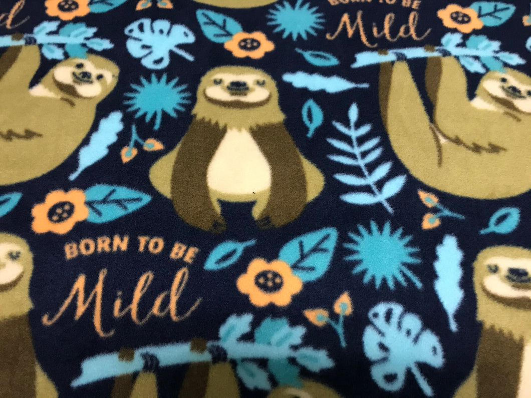 BORN TO BE MILD SLOTHS ON DEEP NAVY BLUE