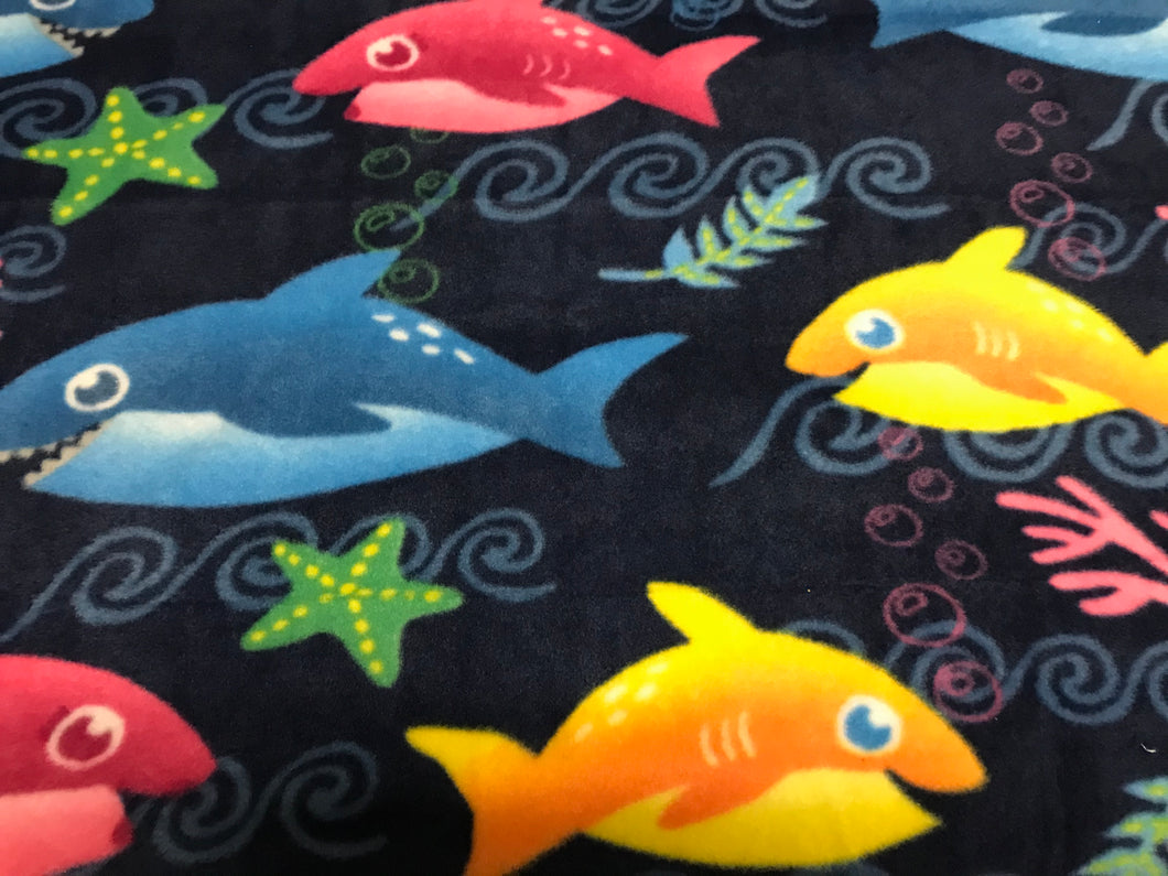 CHUBBY SHARKS ON DEEP NAVY BLUE