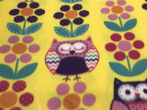 OWLS & FLOWERS ON YELLOW