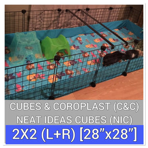 CUSTOM 2X2 [28"X28"] SPECIAL (L+R) C&C/NIC FLEECE CAGE LINERS (Many Absorbency Options)