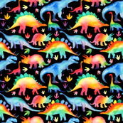 RAINBOW DINOSAURS ON BLACK [SPECIAL ORDER]