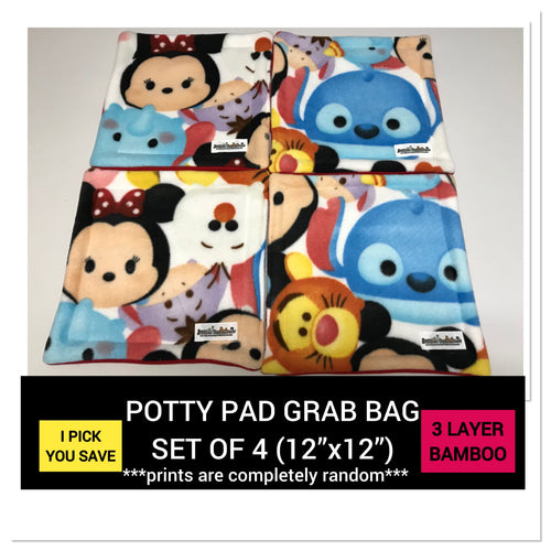 [SET OF 4] 12”x12” (3 LAYER BAMBOO) POTTY PAD GRAB BAG