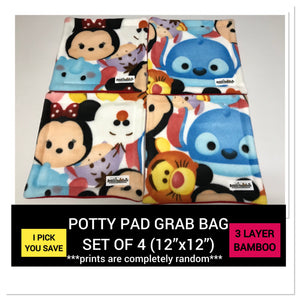 [SET OF 4] 12”x12” (3 LAYER BAMBOO) POTTY PAD GRAB BAG