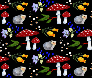 HEDGIE GARDEN SHROOMS ON BLACK [SPECIAL ORDER]