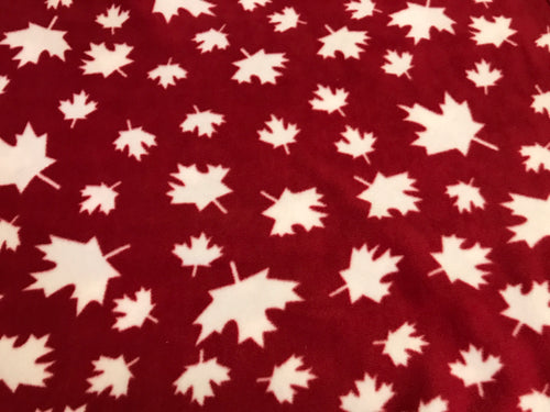 WHITE MAPLE LEAF ON RED