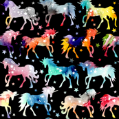 RAINBOW UNICORNS ON BLACK [SPECIAL ORDER]