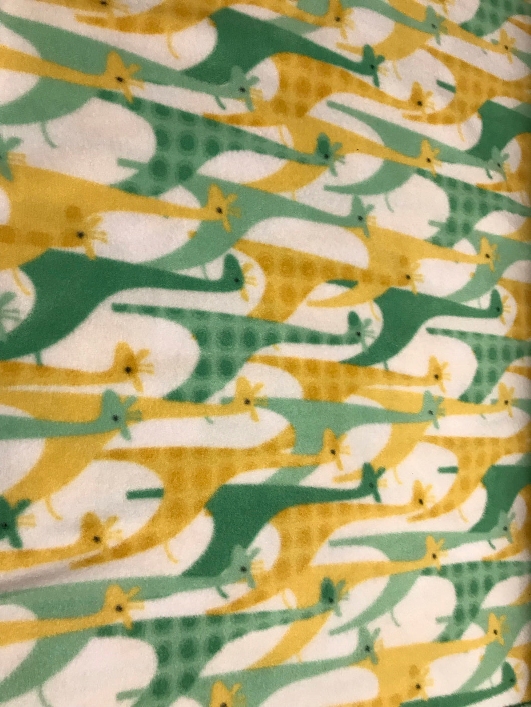 GREEN YELLOW GIRAFFES ON WHITE