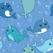 BABY NARWHALS ON BLUE [SPECIAL ORDER]