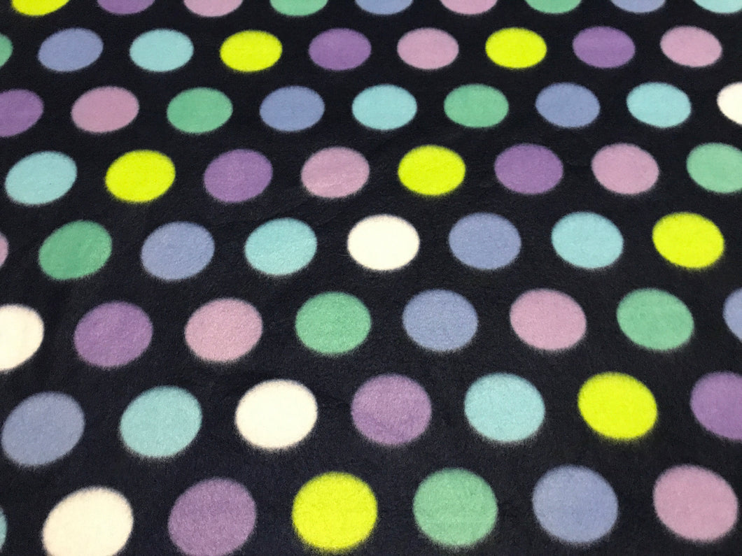 MULTI COLORED PASTEL DOTS ON BLACK