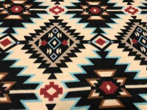 AZTEC BLUE RED BLACK ON CREAM