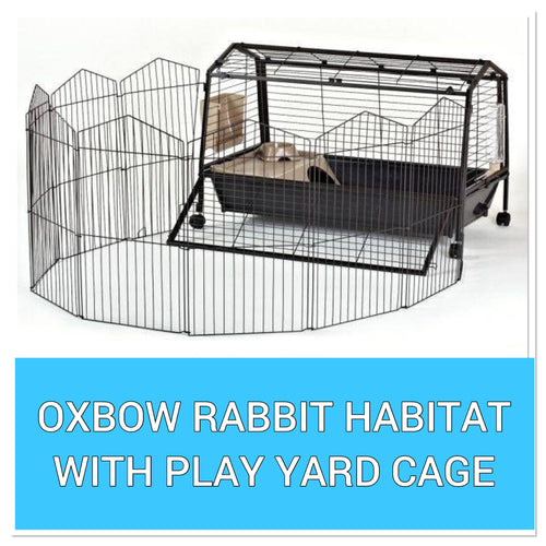 CUSTOM OXBOW RABBIT HABITAT WITH PLAYYARD FLEECE CAGE LINERS (Many Absorbency Options)